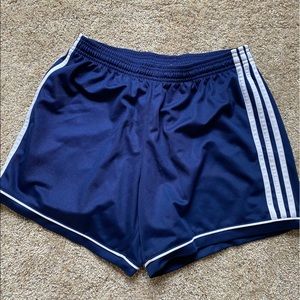 Adidas blue womens soccer shorts